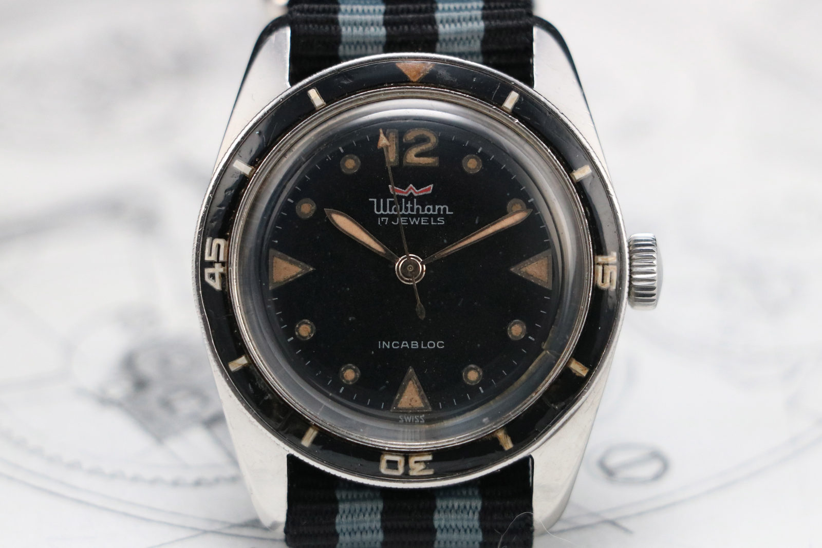 BLANCPAIN FOR WALTHAM BATHYSCAPHE AS 1686 CA 1960 STEEL